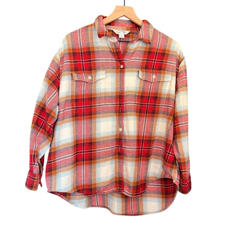 Old Navy “The Boyfriend Shirt” in Red and Cream